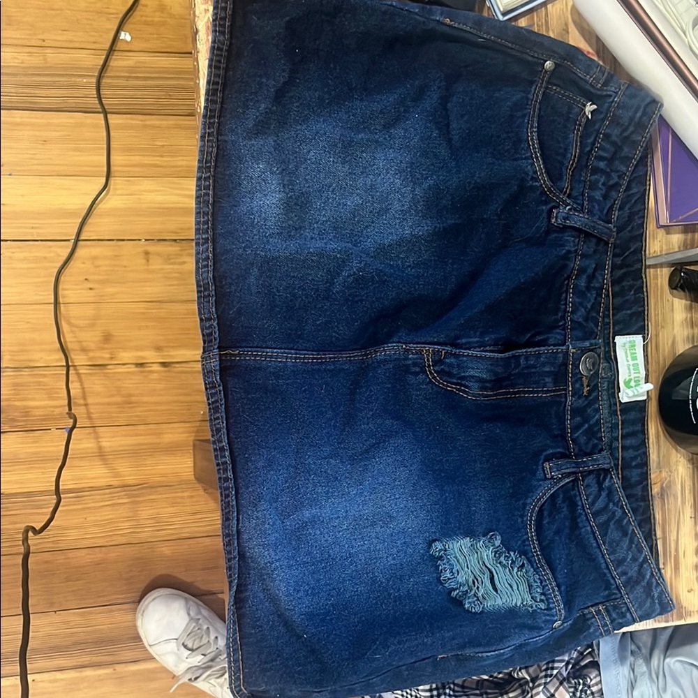 Selena Gomez Dark Blue Denim Mini Skirt